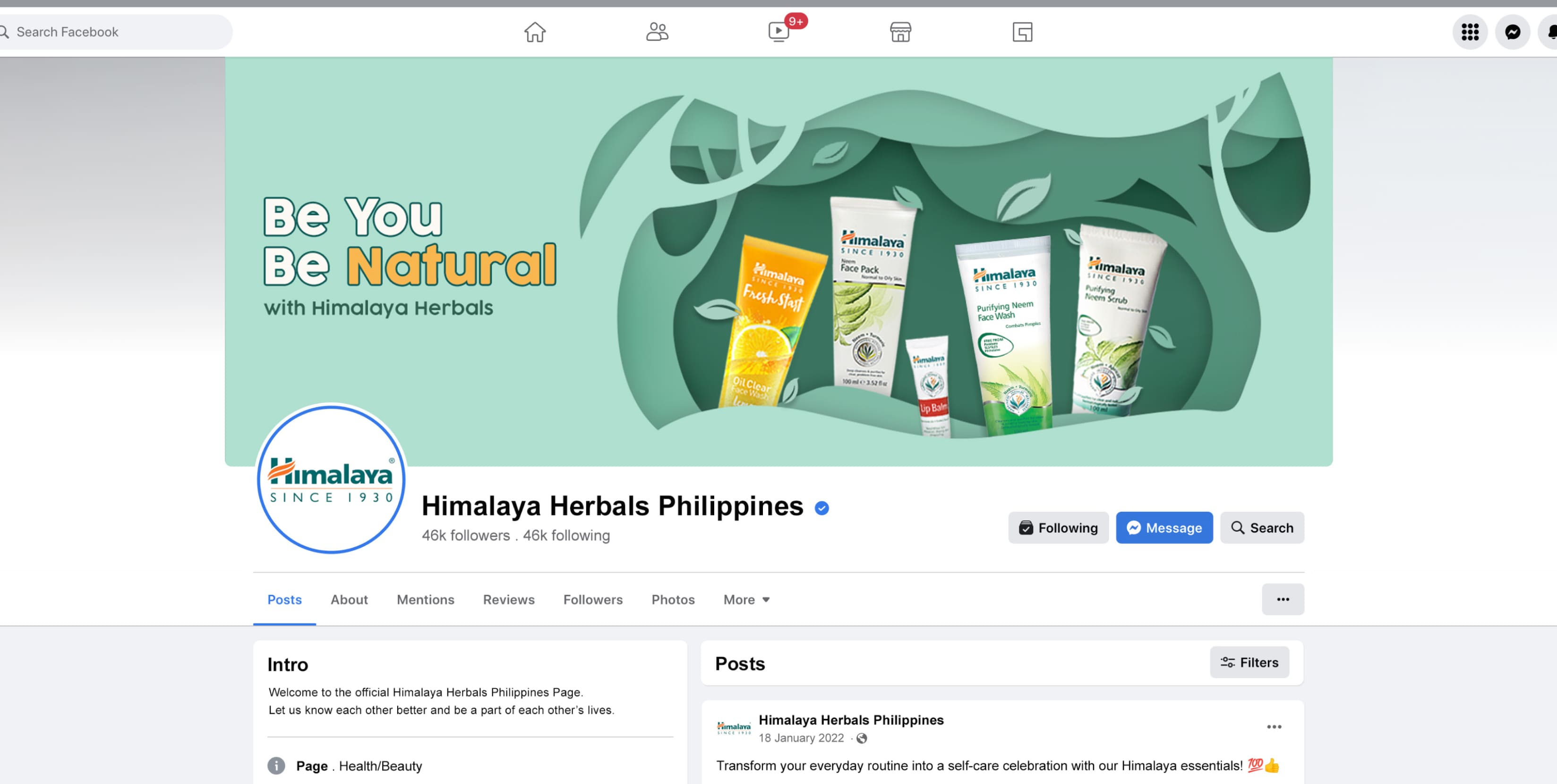 Himalaya herbals facebook page